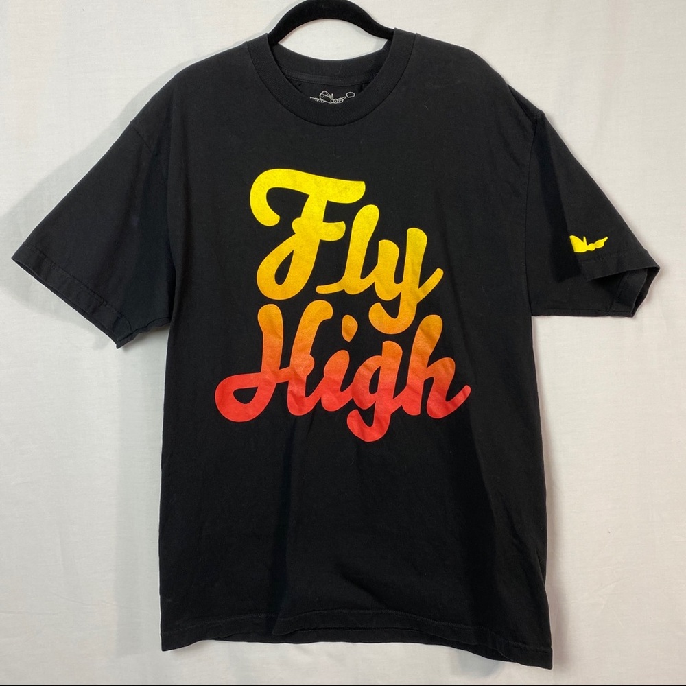 Fly Society Fly High Script Black Graphic Tee Lg
